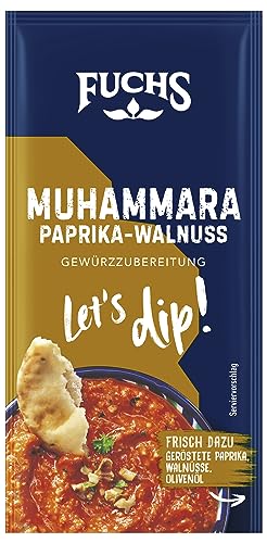 Fuchs Gewürze - Let's dip! Muhammara Paste Gewürzzubereitung, Gewürz für arabische Walnuss-Paprika-Dip, 10 g im Beutel von Fuchs