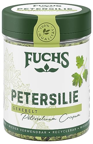 Fuchs Gewürze - Petersilie gerebelt - kräutrige Note für Eierspeisen, Gemüse und Salate - natürliche Zutaten - 10 g in wiederverwendbarer, recyclebarer Dose von Fuchs