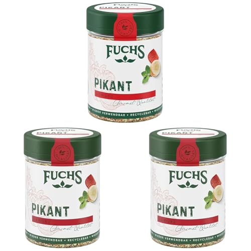 Fuchs Gewürze - Pikant Gewürz - pikantes Allrounder-Gewürz ohne Salz für Rührei oder Steak - natürliche Zutaten - 60 g in wiederverwendbarer, recyclebarer Dose (Packung mit 3) von Fuchs