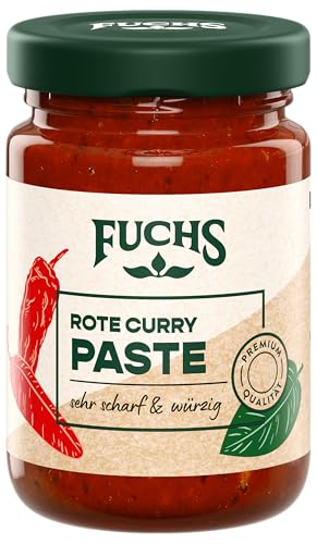 Fuchs Gewürze - Rote Curry Paste | Sehr scharf-würzige Würzpaste mit natürlichen Zutaten, mit 17,5% Chilis | Ideal für die Zubereitung von thailändischen Currys | 100 g in wiederverschließbarem Glas von Fuchs