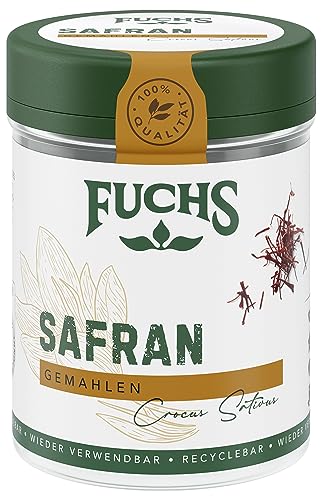 Fuchs Gewürze - Safran gemahlen - würziges Aroma für leichte Gerichte - natürliche Zutaten - 0,4 g in wiederverwendbarer, recyclebarer Dose von Fuchs