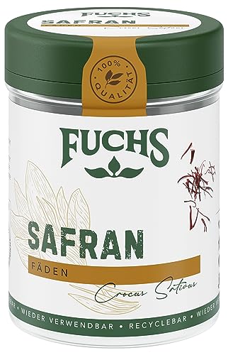 Fuchs Gewürze - Safran in Fäden - zum Würzen von Safranreis, Meeresfrüchten oder Risotto - natürliche Zutaten - 0,4 g in wiederverwendbarer, recyclebarer Dose von Fuchs