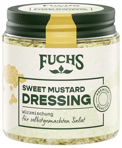 Fuchs Gewürze - Sweet Mustard Dressing Würzmischung | Für selbstgemachten Salat mit Senfkörnern & Zwiebeln | 70 g im wiederverschließbaren Gewürzglas von Fuchs