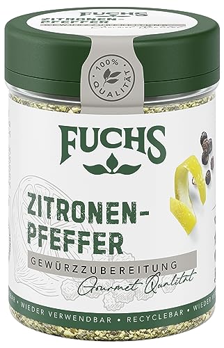 Fuchs Gewürze - Zitronenpfeffer Gewürz - Gewürrzubereitung für Lachs, Zander und Kabeljau - natürliche Zutaten - 75 g in wiederverwendbarer, recyclebarer Dose von Fuchs