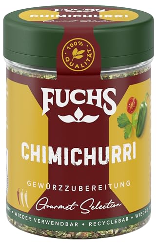 Fuchs Gourmet Selection Amerika – Chimichurri Gewürzzubereitung, nachfüllbare Gewürzmischung, Gewürz für Fleisch, Salatdressings & Dips, ideal als Marinade für Grillfleisch, vegan, 30 g Fuchs Gourmet Selection Amerika – Chimichurri Gewürzzubereitung, nachfüllbare Gewürzmischung, Gewürz für Fleisch, Salatdressings & Dips, ideal als Marinade für Grillfleisch, vegan, 30 g von Fuchs