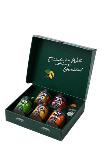 Fuchs Gourmet Selection Weltreise-Geschenkbox – 5 Gewürzmischungen zum Entdecken der Länderküchen der Welt - Von Amerika bis in den Orient - Gewürze für Hobby- und Profiköche von Fuchs