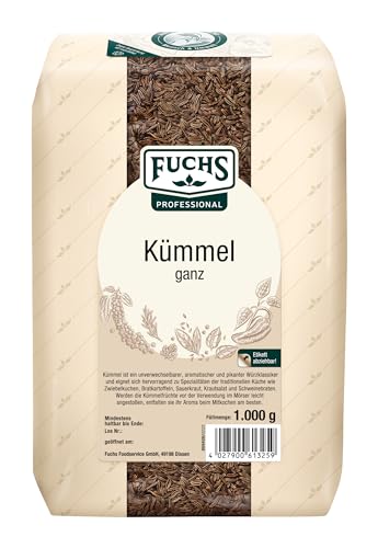 Fuchs Professional - Kümmel ganz | Ungemahlen, zum Würzen von Bratkartoffeln oder Krautgerichten | Profi-Qualität für Großverbraucher und Gastronomie | 1 kg im recyclebaren Beutel von Fuchs