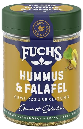 Fuchs Gourmet Selection Orient – Hummus & Falafel Gewürzzubereitung, nordafrikanische Gewürzmischung, nachfüllbarer Gewürz Mix, ideal als Dip-Würzer, vegan, 70 g von Fuchs