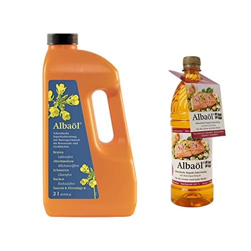 Albaöl Aktion - Rapsöl mit Buttergeschmack, 2 l Flasche + 0,75 l Flasche GRATIS, Sonderaktion, schwedisches Rapsöl, hochwertige Inhaltsstoffe, zum Braten, Backen oder als Dressing - die ideale Wahl von Fuduu.de