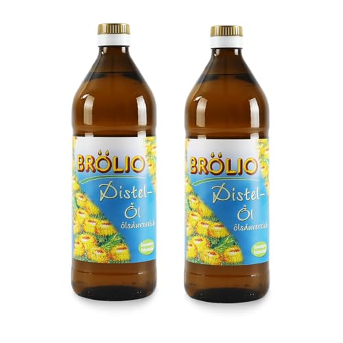 Fuduu Edition | Brölio - Distelöl, 2 x 0,75 Liter Glasflasche, reich an natürlichem Vitamin E, 100% pflanzlich, vegan, vegetarisch, hohe Hitzebeständigkeit I für Geniesser, Hohe Qualität von Fuduu.de