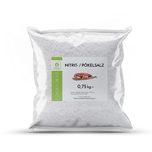 Feines Nitritpökelsalz 750g, Qualitativ hochwertiges reines Pökelsalz zur Herstellung von Fleisch und Wurstwaren - NPS Salz 0,4%-0,5% Natriumnitrit, geliefert im praktischen Vakuumbeutel Nachfüllpack Feines Nitritpökelsalz 750g, Qualitativ hochwertiges reines Pökelsalz zur Herstellung von Fleisch und Wurstwaren - NPS Salz 0,4%-0,5% Natriumnitrit, geliefert im praktischen Vakuumbeutel Nachfüllpack von Fuduu.de