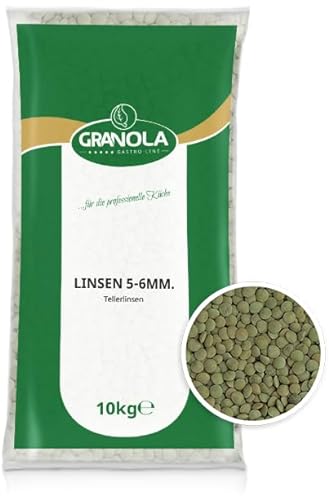 Granola - Linsen 5-6 mm im 10 kg Sack I Naturbelassene, flasche Linsen - entschotet und getrocknet, grüne Linsen als Beilage, EIntöpfe oder Suppe von Fuduu.de