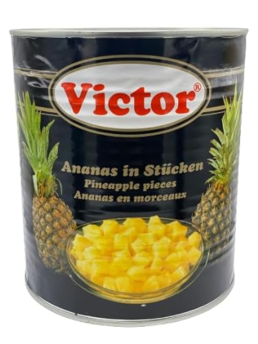 Victor - Ananas in Stücken, 1840 g Dose, gezuckert, sorgfältig ausgewählten Ananasfrüchte, im Salat oder als Topping auf Eis oder Joghurt sorgen sie für eine natürliche, tropische Note von Fuduu.de
