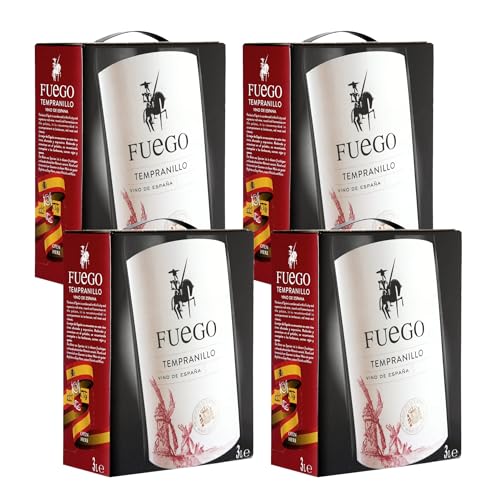 Fuego Tempranillo - Bag-in-Box - La Mancha - Spanien - Rotwein trocken (4 x 3L) von Fuego