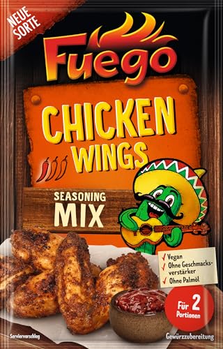 Fuego - Chicken Wing Seasoning Mix | Würzmischung zum Marinieren von Hähnchenflügeln | Für 2 Portionen | Vegan, ohne Geschmacksverstärker | 30 g im Beutel Fuego - Chicken Wing Seasoning Mix | Würzmischung zum Marinieren von Hähnchenflügeln | Für 2 Portionen | Vegan, ohne Geschmacksverstärker | 30 g im Beutel von Fuego