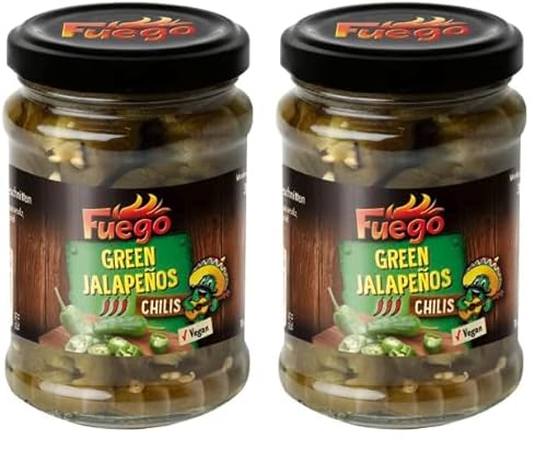 Fuego - Grüne Jalapeños, geschnitten, Verleiht einer Vielzahl an Gerichten eine mexikanische Schärfe, Ideal auch für Marinaden und Dressings, 1 x 210 g (Packung mit 2) von Fuego
