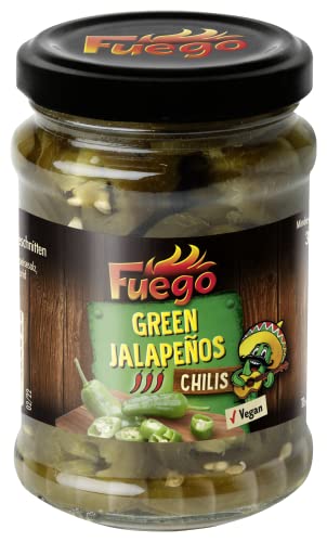 Fuego - Grüne Jalapeños, geschnitten , Verleiht einer Vielzahl an Gerichten eine mexikanische Schärfe , Ideal auch für Marinaden und Dressings , 1 x 210 g von Fuego