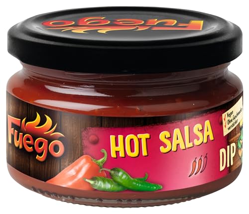 Fuego - Hot Salsa Dip | Mexikanische, fruchtig-scharfe Dip-Sauce | für Tortilla-Chips | Vegan, ohne Geschmacksverstärker | 200 ml von Fuego