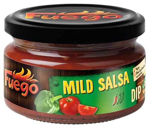 Fuego - Mild Salsa Dip | Mexikanische, fruchtig-würzige Dip-Sauce | für Tortilla-Chips | Vegan, ohne Geschmacksverstärker | 200 ml von Fuego