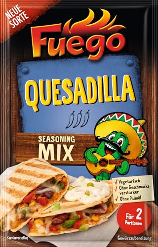 Fuego - Quesadilla Seasoning Mix | Würzmischung für Quesadilla Füllung | Für 2 Portionen | Vegetarisch, ohne Geschmacksverstärker | 30 g im Beutel von Fuego