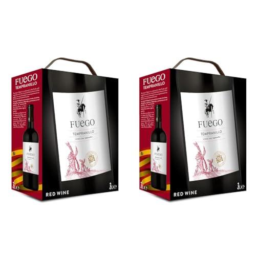 Fuego - Rotwein aus Spanien, Tempranillo, Bag-in-Box (1 x 3 l) (Packung mit 2) von Fuego