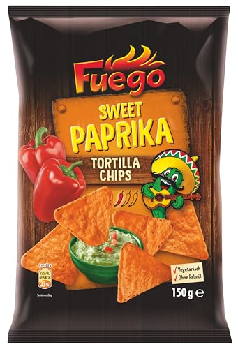 Fuego - Tortilla Chips Sweet Paprika | Mexikanische Tortillachips mit würzig-süßem Paprikageschmack | Knuspriger Snack aus Maismehl | 150 g im Beutel Fuego - Tortilla Chips Sweet Paprika | Mexikanische Tortillachips mit würzig-süßem Paprikageschmack | Knuspriger Snack aus Maismehl | 150 g im Beutel von Fuego