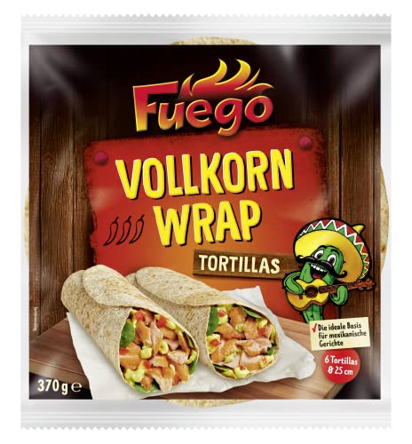 Fuego - Vollkorn Tortilla-Wraps , 6 Wraps à 25 cm Durchmeser , Perfekte Basis für mexikanische Gerichte , 1 x 370 g Fuego - Vollkorn Tortilla-Wraps , 6 Wraps à 25 cm Durchmeser , Perfekte Basis für mexikanische Gerichte , 1 x 370 g von Fuego