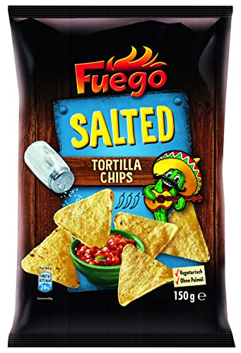 Fuego - Tortilla Chips Salted | Gesalzene mexikanische Tortillachips | Knuspriger Snack aus Maismehl | 150 g im Beutel von Fuego