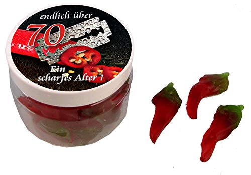 QUATSCHmanufaktur Fruchtgummi Peperoni"Scharfes Alter" zum 70. Geburtstag von QUATSCHmanufaktur