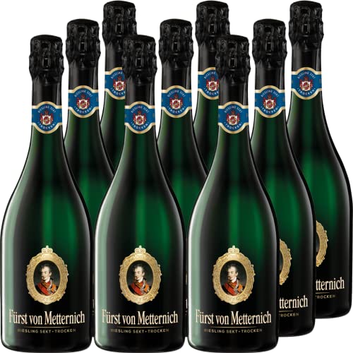 Fürst von Metternich Riesling Sekt Trocken (9 x 0,75 l) Deutschlands beliebtester Premiumsekt, aus deutschen Rieslingweinen, Anbaugebieten in Rheinhessen, Rheingau & Pfalz von Fürst von Metternich