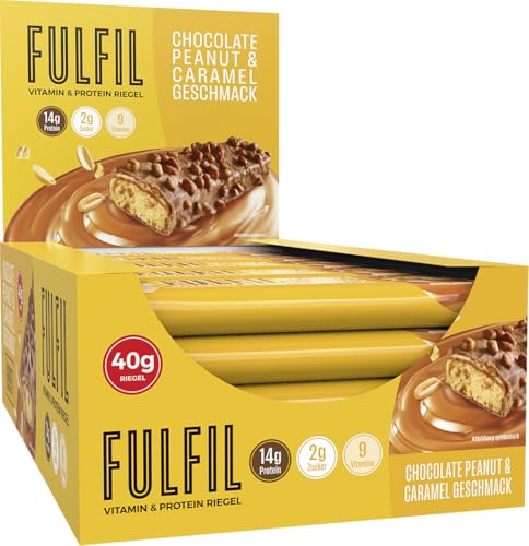 FULFIL Vitamin- und Proteinriegel Chocolate Peanut & Caramel Geschmack - High Protein, Low Sugar Snack - 15 x 40g FULFIL Vitamin- und Proteinriegel Chocolate Peanut & Caramel Geschmack - High Protein, Low Sugar Snack - 15 x 40g von Fulfil