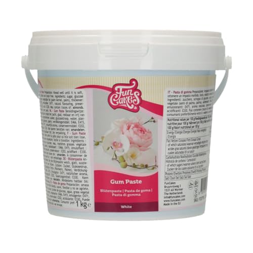 FunCakes Blütenpaste Weiß: Perfekt für Zuckerblumen, feine Blätter, Rüschen und mehr. Dünn ausgerollt, trocknet schnell, seidig, elastisch, gut, halal, koscher und glutenfrei. 1 kg. FunCakes Blütenpaste Weiß: Perfekt für Zuckerblumen, feine Blätter, Rüschen und mehr. Dünn ausgerollt, trocknet schnell, seidig, elastisch, gut, halal, koscher und glutenfrei. 1 kg. von FunCakes
