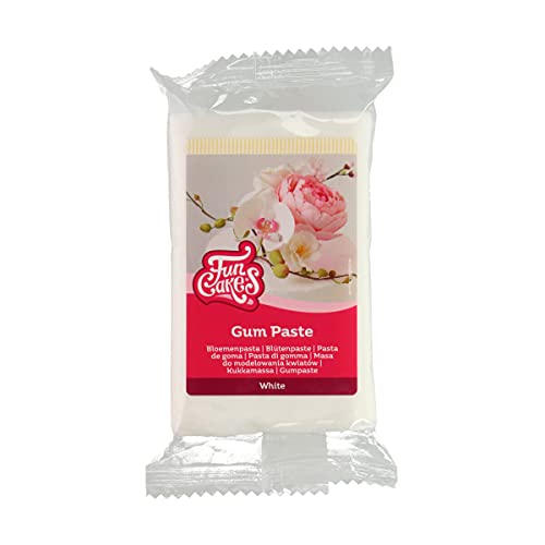 FunCakes Blütenpaste Weiß: Perfekt für Zuckerblumen, feine Blätter, Rüschen und mehr. Dünn ausgerollt, trocknet schnell, seidig, elastisch, gut, halal, koscher und glutenfrei , 250 g (1er Pack) von FunCakes