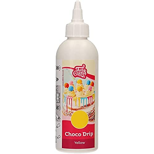 FunCakes Choco Drip Gelb: Köstlicher Geschmack, Einfach zu Verwenden, Perfekt für Tropfkuchen, Drip Geschmack nach Schokolade. Wiederverschließbare Packung 180 g. von FunCakes