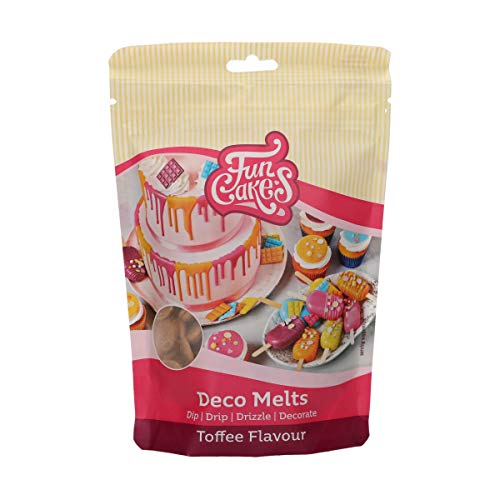 FunCakes Deco Melts Toffee-geschmack - Dip, Drip, Dekorieren! In der Mikrowelle schmelzen und in jede Form gießen. Machen Sie Süßigkeiten, dekorieren Sie Kuchen, Kekse und Cupcakes! AZO frei. 250 g von FunCakes