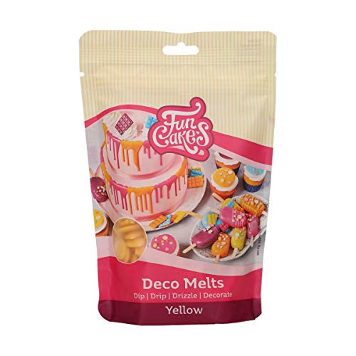 FunCakes Deco Melts Gelb - Tauchen, drippen, dippen und dekorieren! In der Mikrowelle schmelzen und in jede Form gießen, 250 g von FunCakes