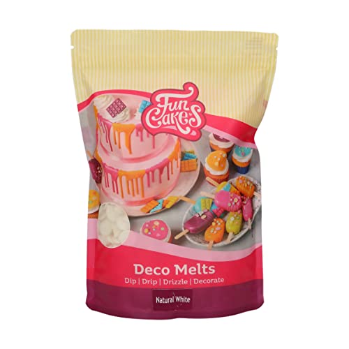 FunCakes Deco Melts natürliches Weiß - Tauchen, drippen, dippen und dekorieren! In der Mikrowelle schmelzen und in jede Form gießen, 1 kg von FunCakes