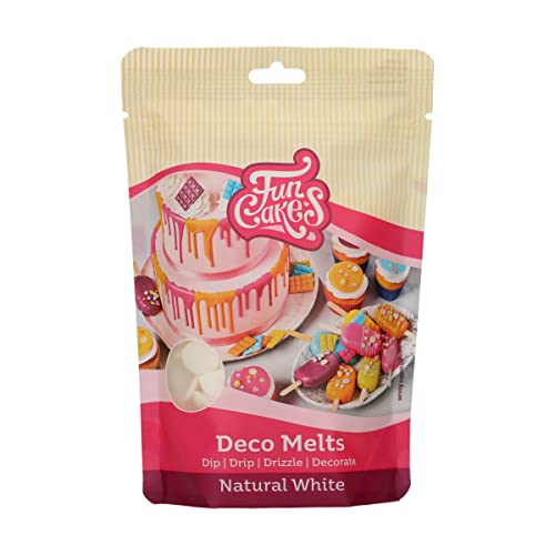 FunCakes Deco Melts natürliches Weiß - Tauchen, drippen, dippen und dekorieren! In der Mikrowelle schmelzen und in jede Form gießen, 250 g von FunCakes