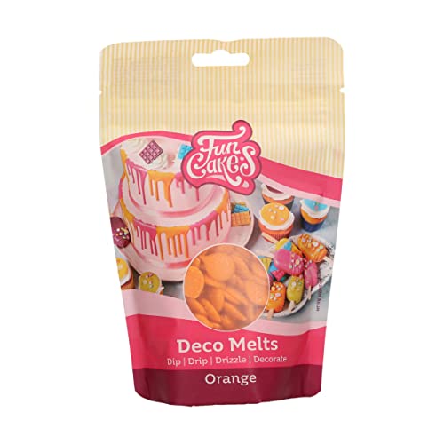 FunCakes Deco Melts Orange - Tauchen, drippen, dippen und dekorieren! In der Mikrowelle schmelzen und in jede Form gießen, 250 g von FunCakes