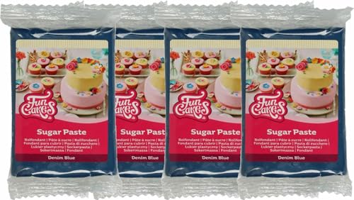 FunCakes Fondant -Denim Blue 4er Pack (4 x 250 g) von FunCakes