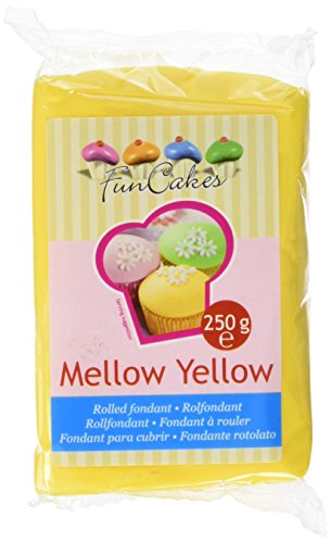 FunCakes Fondant Mellow Yellow: Einfach zu Verwenden, Glatt, Elastisch, Weich und Schmeidig, Perfekt zum Dekorieren von Torten, Halal, Koscher und Glutenfrei. 250 g von FunCakes