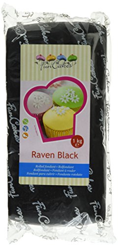 FunCakes Fondant Raven Black: Einfach zu Verwenden, Glatt, Elastisch, Weich und Schmeidig, Perfekt zum Dekorieren von Torten, Halal, Koscher und Glutenfrei. 1 kg von FunCakes