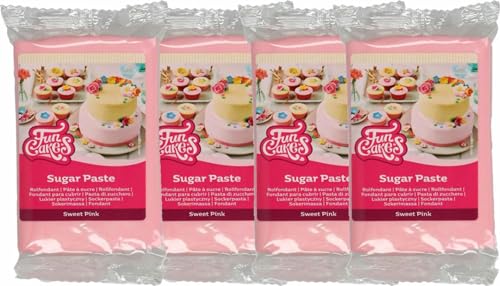 FunCakes Fondant Sweet Pink 4er Pack (4 x 250 g) von FunCakes