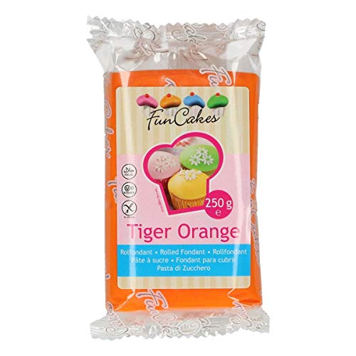 FunCakes Fondant Tiger Orange 4er Pack (4 x 250 g) von FunCakes