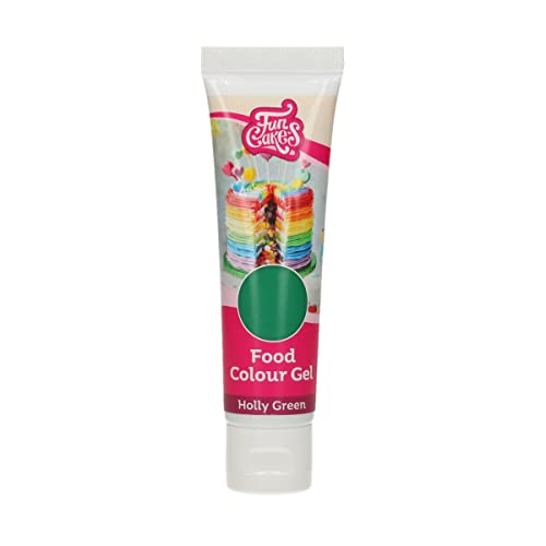 FunCakes Food Colour Gel Holly Green: Hochkonzentrierte Lebensmittelfarbe für Teig, Sahne, Fondant, Marzipan. Einfache Dosierung. Einzelne Tropfen, um lebendige Farben zu erzeugen. Halal. 30 g. von FunCakes