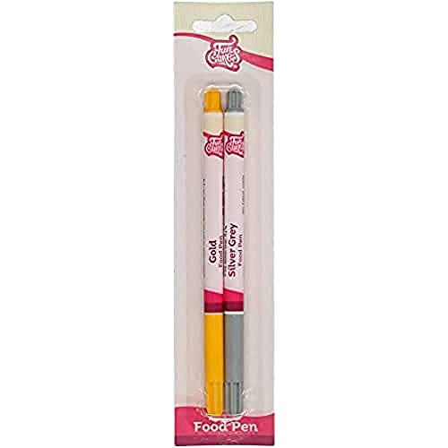 FunCakes Food Pen Gold-Silber Set: Writer mit 100% essbarer Tinte, flexible Spitze für dicke und dünne Linien, ideal zum Personalisieren, schnelle Trocknungszeit, Halal-zertifiziert, Set / 2 von FunCakes