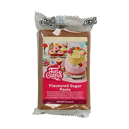 FunCakes Geschmacksfondant Gesalzenes Karamell: Köstlicher Geschmack, einfach auszurollen, Rollfondant, Karamellfarbe, Perfekt für Kuchen, Cupcakes und Kekse. Halal, koscher und glutenfrei. 250 g von FunCakes