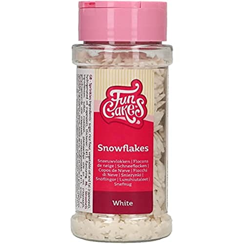 FunCakes Glitter Schneeflocken Weiß: Kuchenstreusel, guter Geschmack, perfekt zum Dekorieren von Kuchen, Schneeflockenstreusel. 50 g. von FunCakes