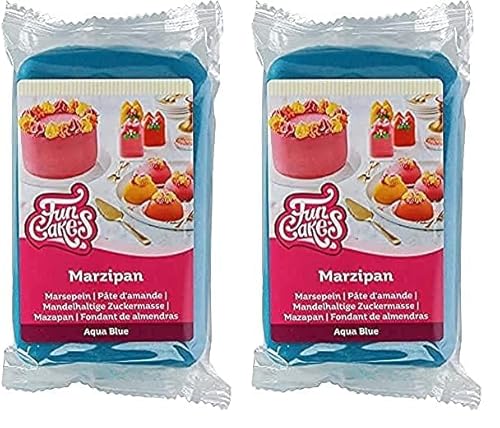 FunCakes Mandelhaltige Zuckermasse (holländisches Marzipan) Aqua Blue: Einfach zu verwenden und geschmeidig, perfekt zum Dekorieren von Kuchen, Halal, koscher und glutenfrei, 250 g (Packung mit 2) von FunCakes