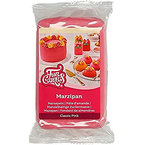 FunCakes Mandelhaltige Zuckermasse (holländisches Marzipan) Classic Pink: Einfach zu verwenden und geschmeidig, perfekt zum Dekorieren von Kuchen, Halal, koscher und glutenfrei. 250 g. von FunCakes